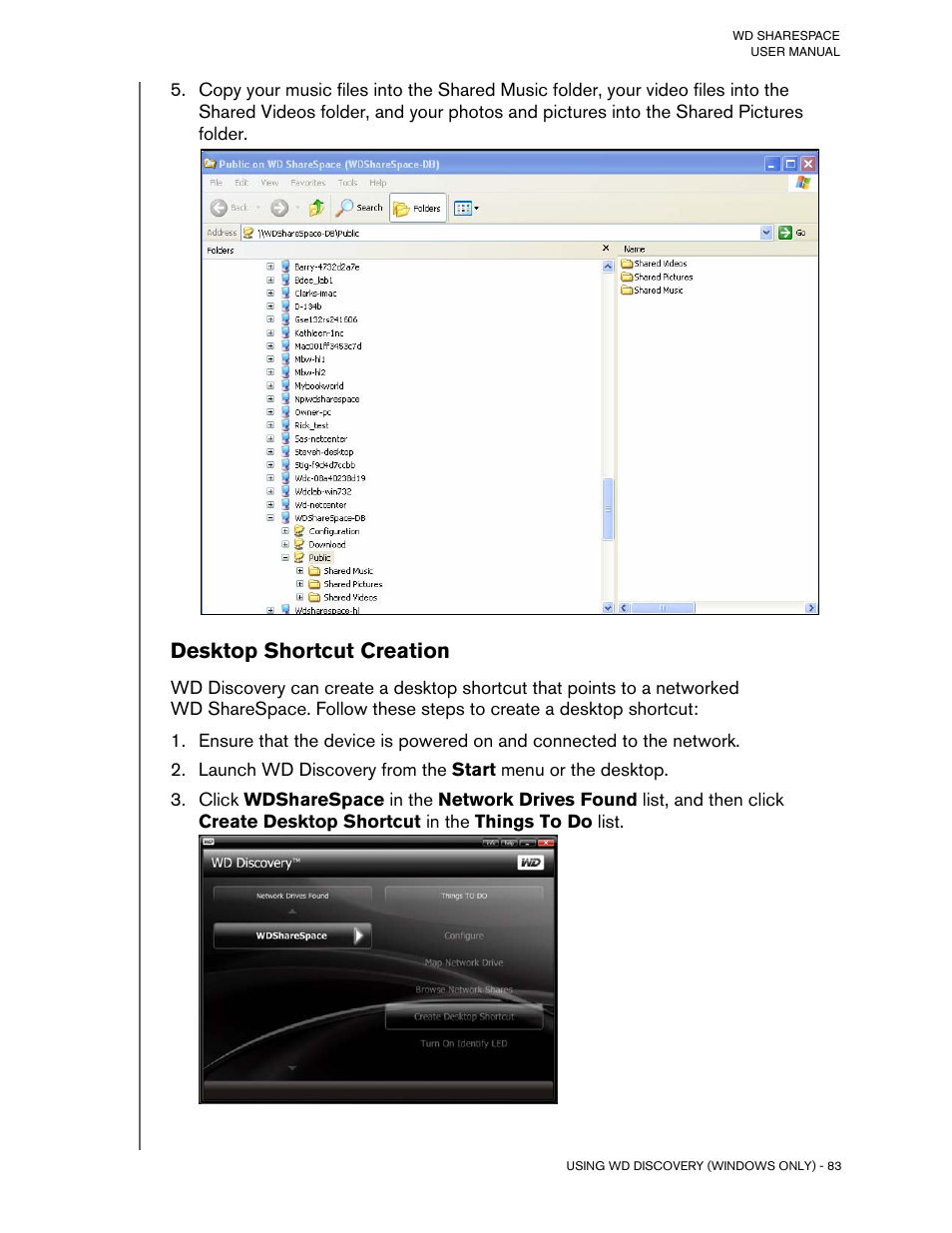 Desktop shortcut creation | Western Digital WD ShareSpace User Manual User Manual | Page 88 / 207