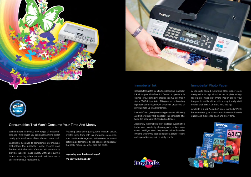 Innnobella, Photo paper, Consumables that won’t consume your time and money | Brother A3 User Manual | Page 8 / 9