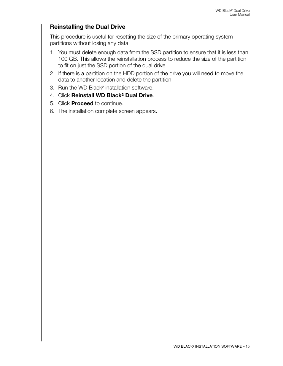 Reinstalling the dual drive | Western Digital WD Black2 Dual Drive User Manual User Manual | Page 17 / 24