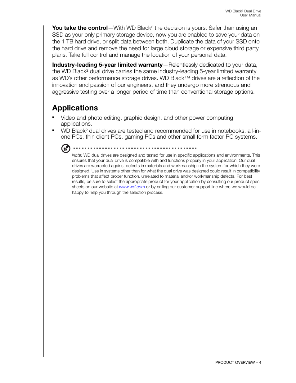 Applications | Western Digital WD Black2 Dual Drive User Manual User Manual | Page 6 / 24