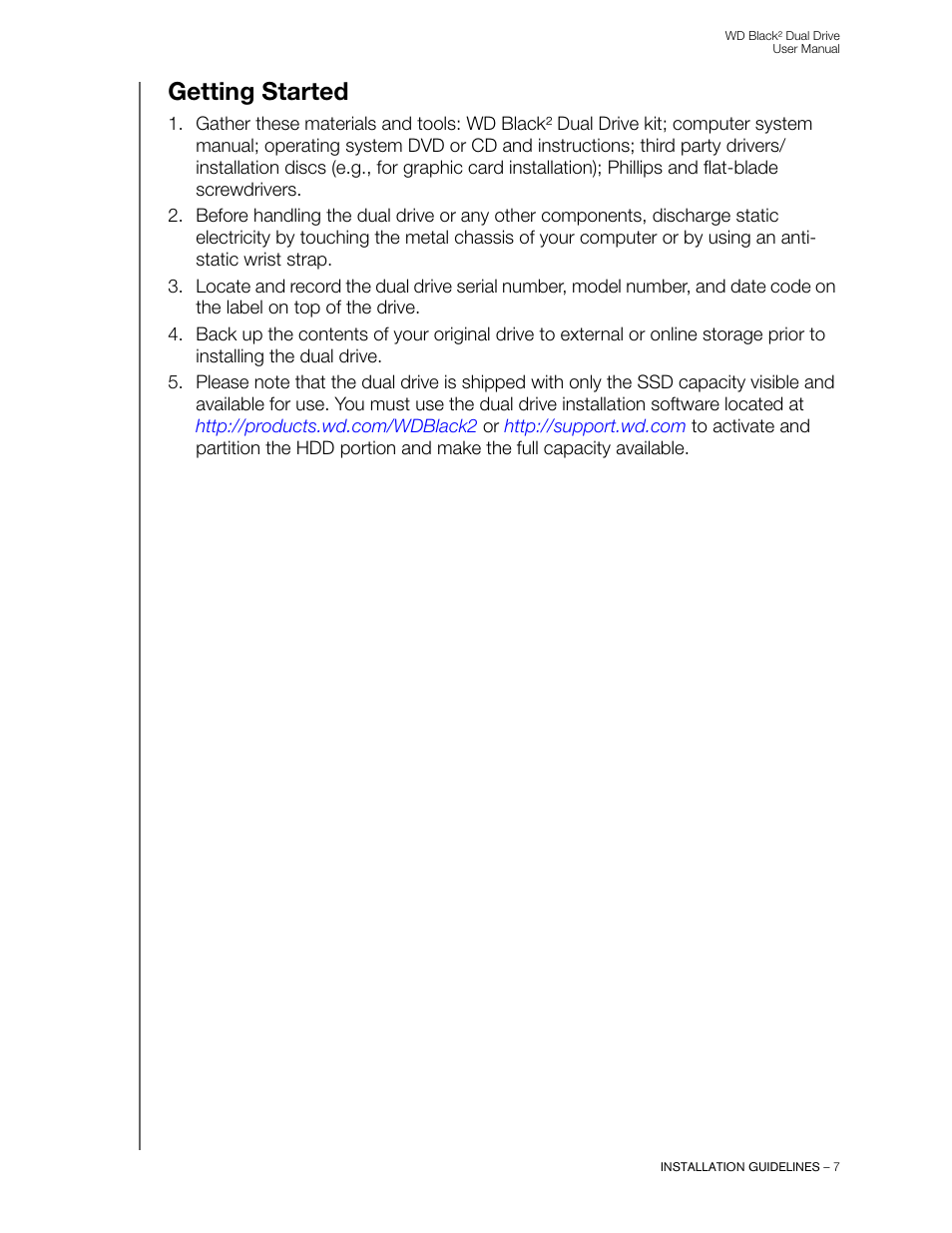 Getting started | Western Digital WD Black2 Dual Drive User Manual User Manual | Page 9 / 24