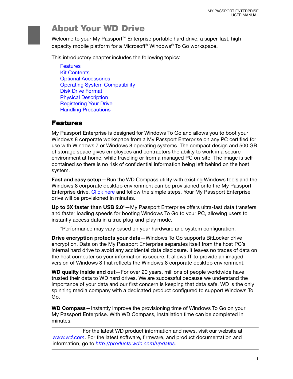 About your wd drive, Features | Western Digital My Passport Enterprise User Manual User Manual | Page 4 / 14