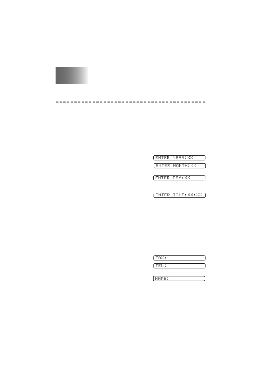 Initial setup, Getting started, Setting date and time | Choosing station id, Initial setup -1, Getting started -1, Setting date and time -1 choosing station id -1 | Brother fax560 User Manual | Page 30 / 83