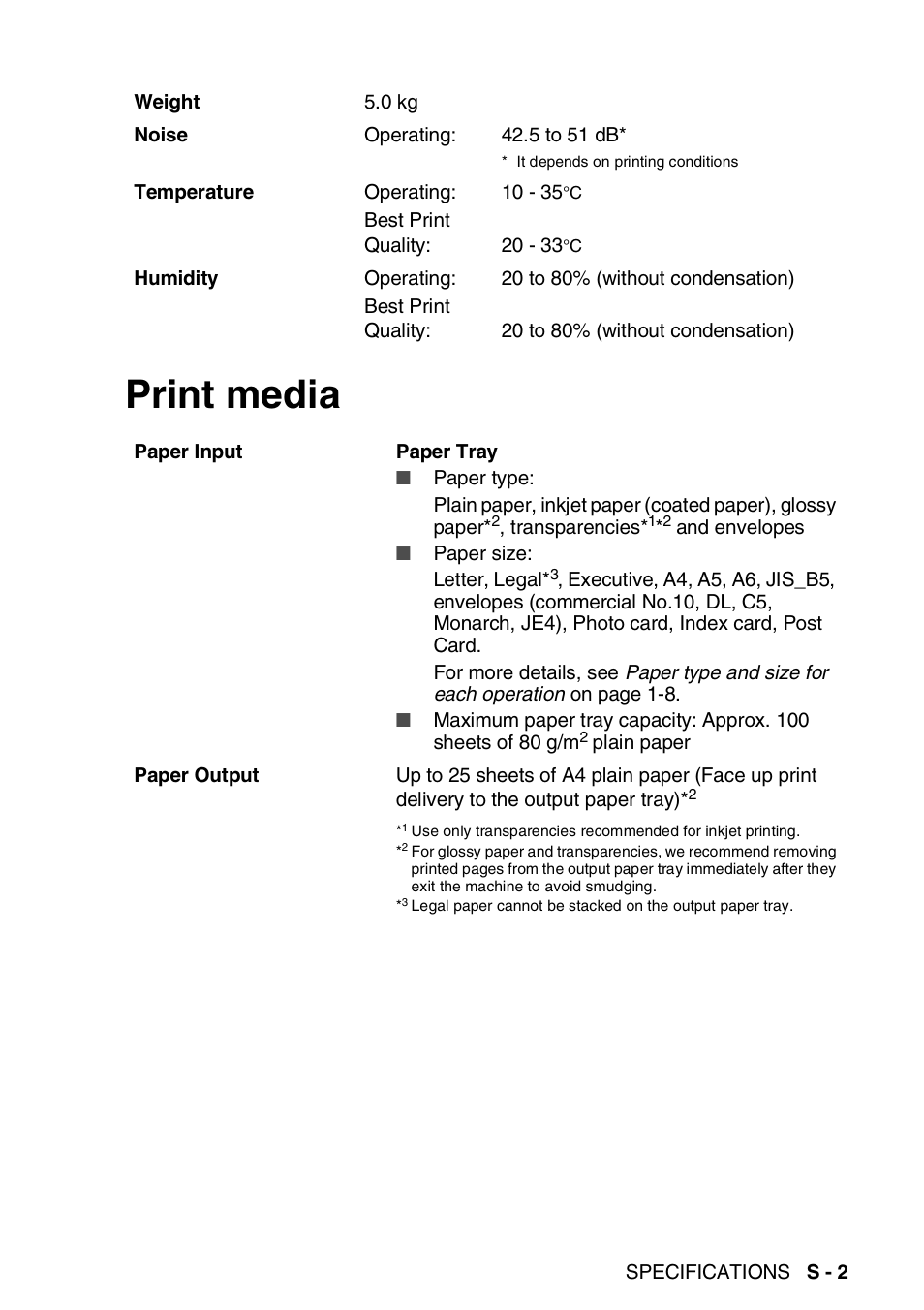 Print media | Brother DCP-110C User Manual | Page 90 / 100