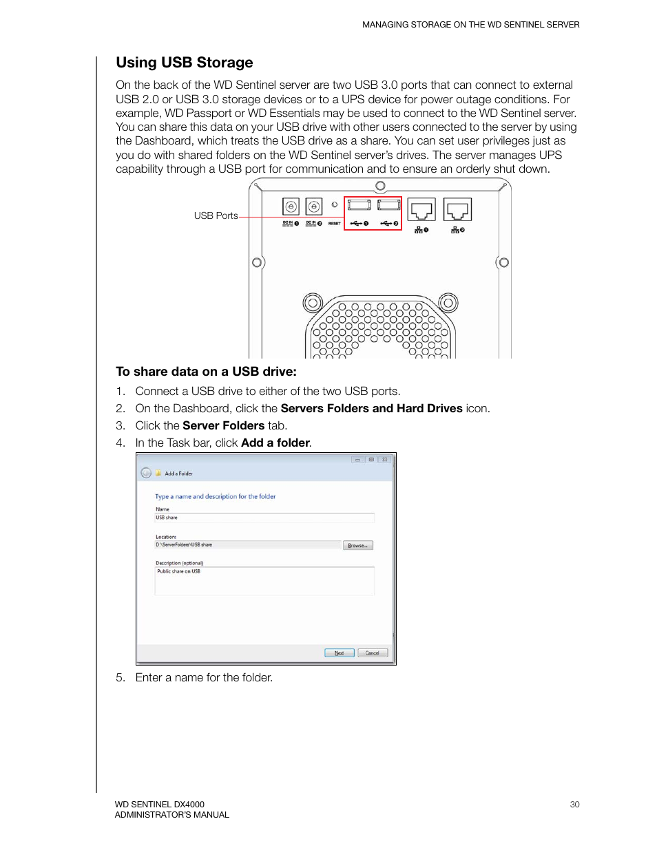 Using usb storage | Western Digital WD Sentinel DX4000 User Manual User Manual | Page 34 / 82