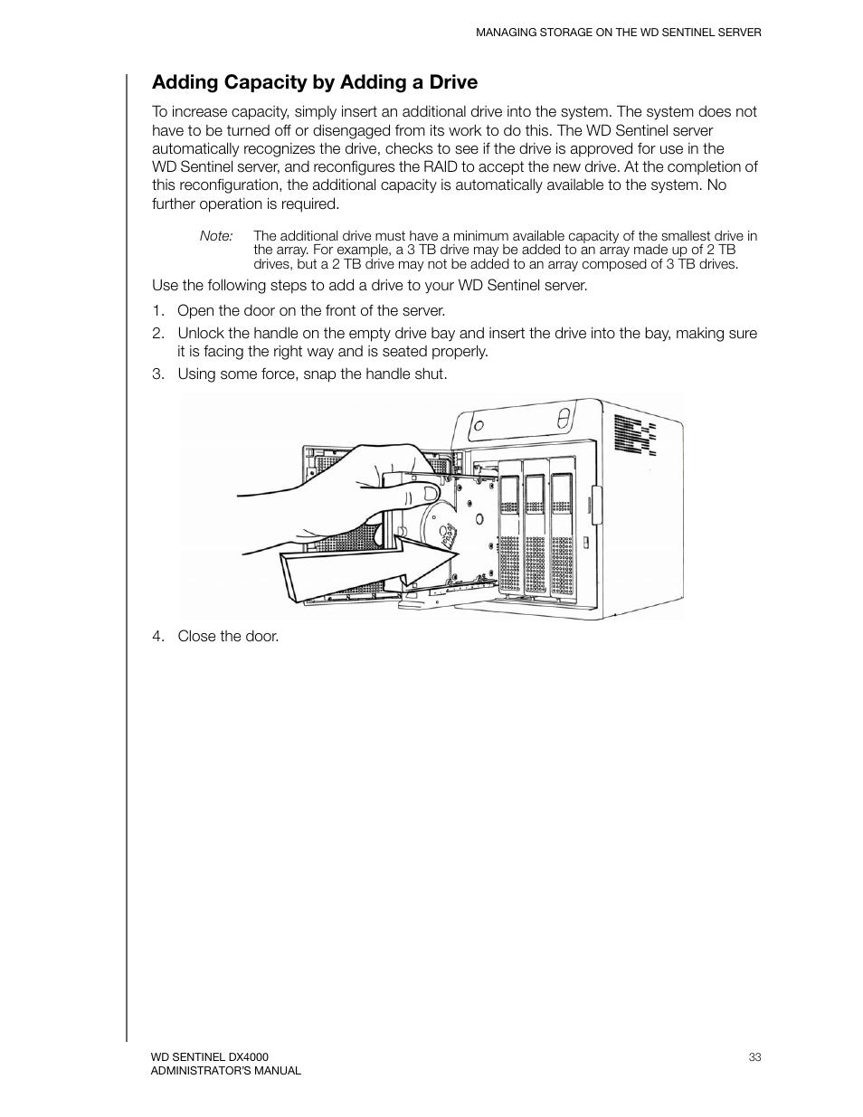Adding capacity by adding a drive | Western Digital WD Sentinel DX4000 User Manual User Manual | Page 37 / 82