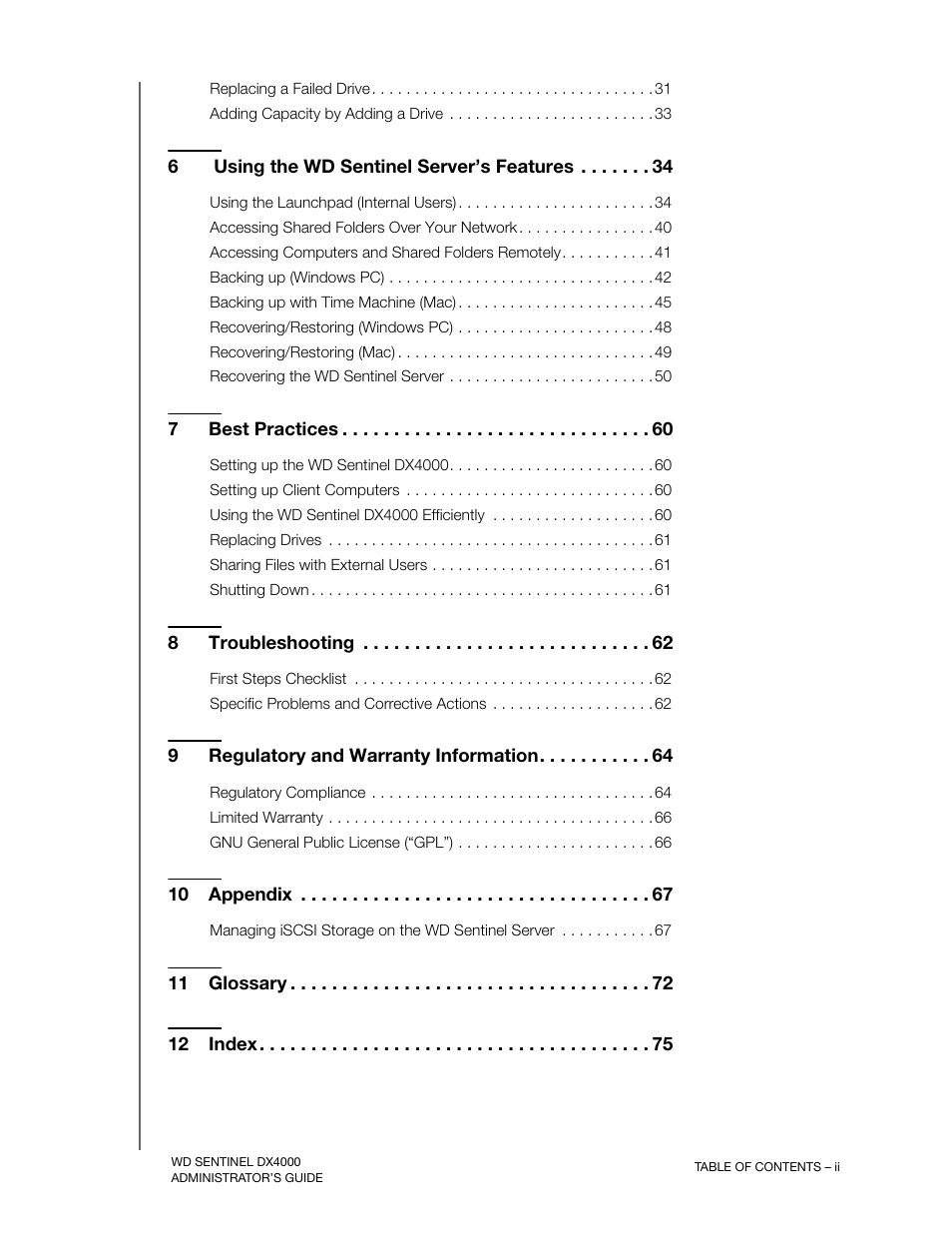 Western Digital WD Sentinel DX4000 User Manual User Manual | Page 4 / 82