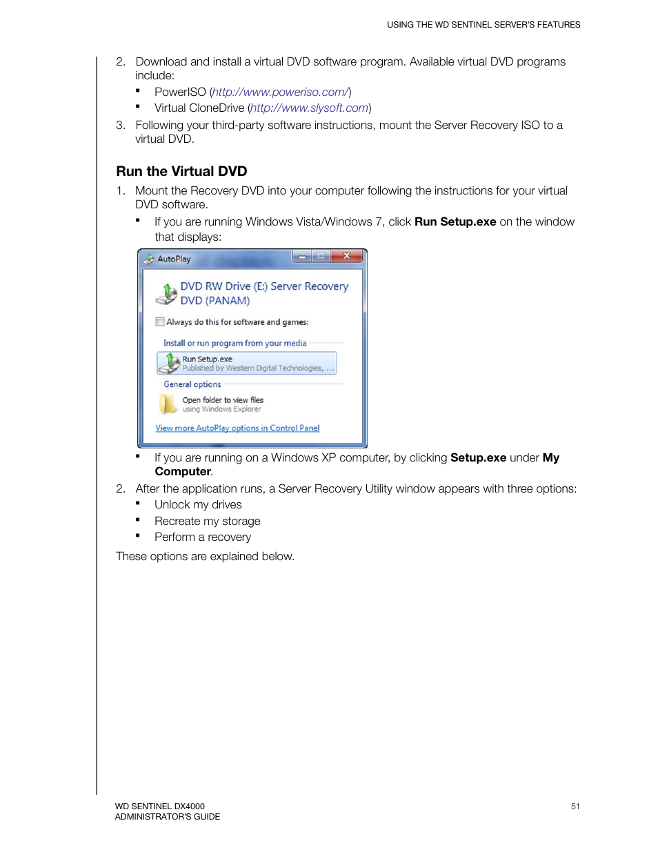 Run the virtual dvd | Western Digital WD Sentinel DX4000 User Manual User Manual | Page 55 / 82