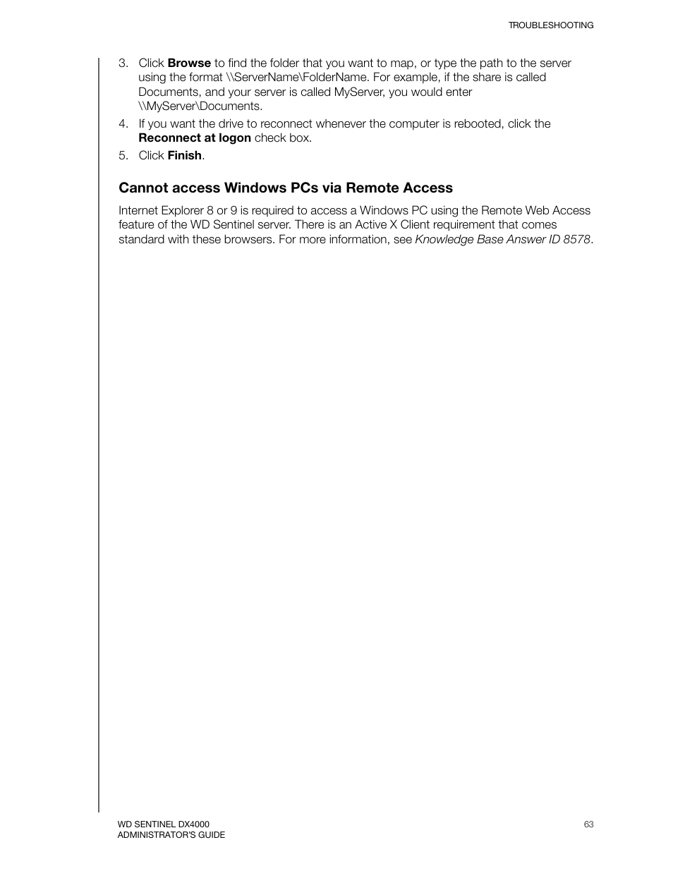 Cannot access windows pcs via remote access | Western Digital WD Sentinel DX4000 User Manual User Manual | Page 67 / 82