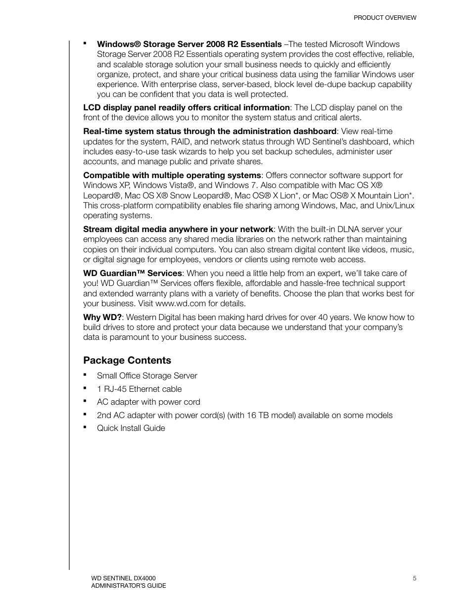 Package contents | Western Digital WD Sentinel DX4000 User Manual User Manual | Page 9 / 82