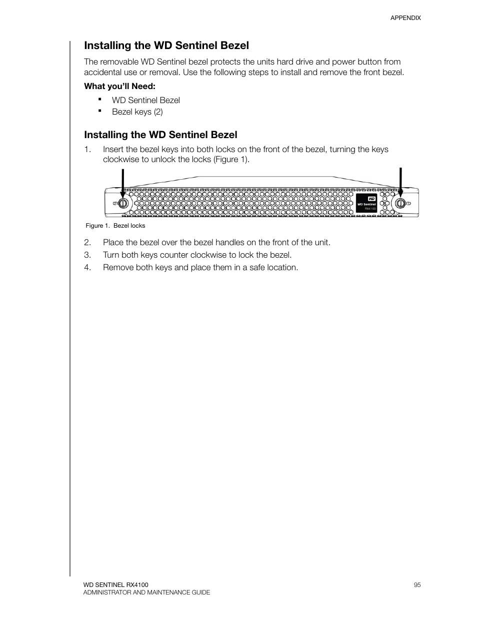 Installing the wd sentinel bezel | Western Digital WD Sentinel RX4100 User Manual User Manual | Page 101 / 117