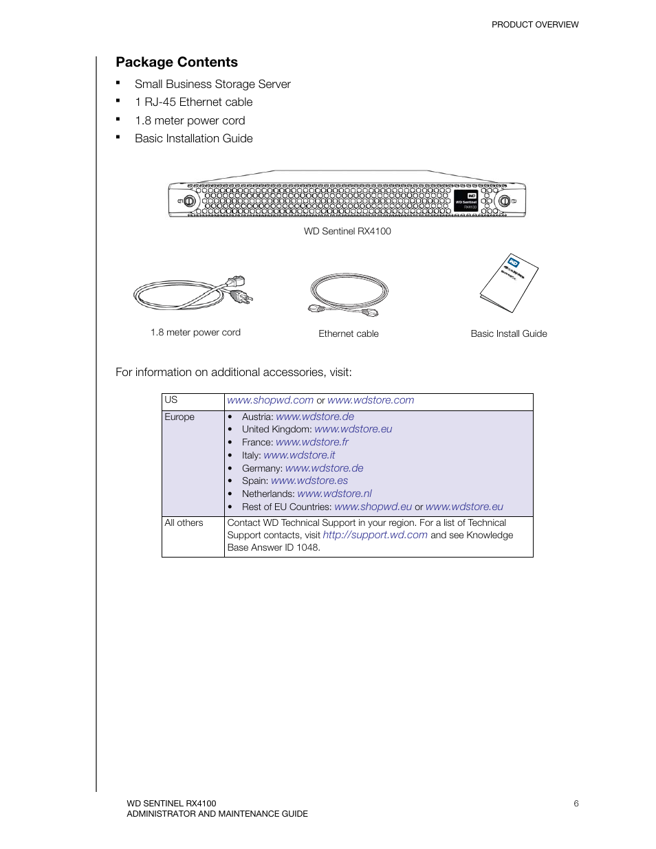 Package contents | Western Digital WD Sentinel RX4100 User Manual User Manual | Page 12 / 117