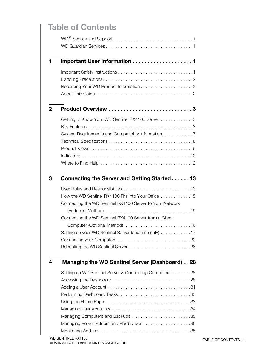 Western Digital WD Sentinel RX4100 User Manual User Manual | Page 4 / 117