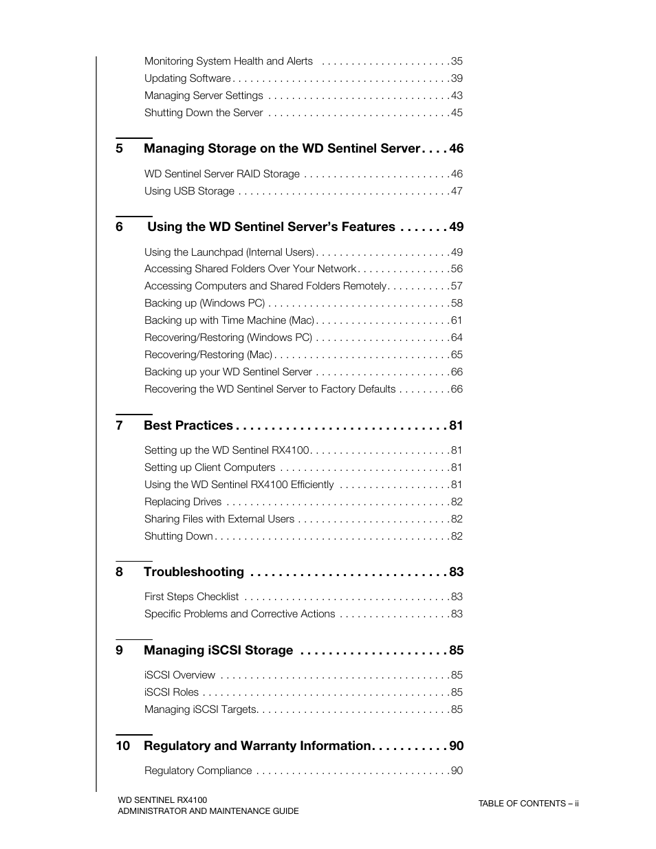 Western Digital WD Sentinel RX4100 User Manual User Manual | Page 5 / 117