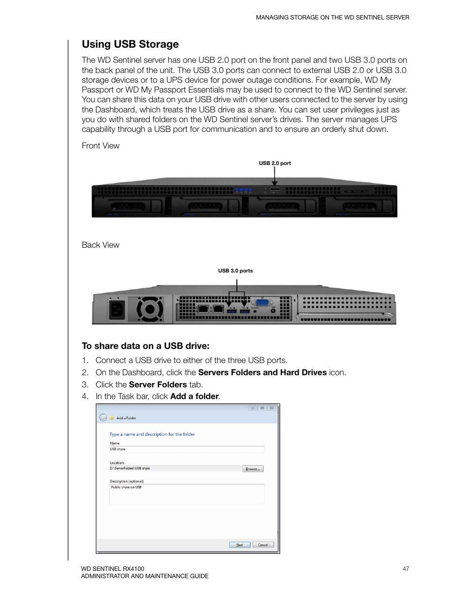 Using usb storage | Western Digital WD Sentinel RX4100 User Manual User Manual | Page 53 / 117