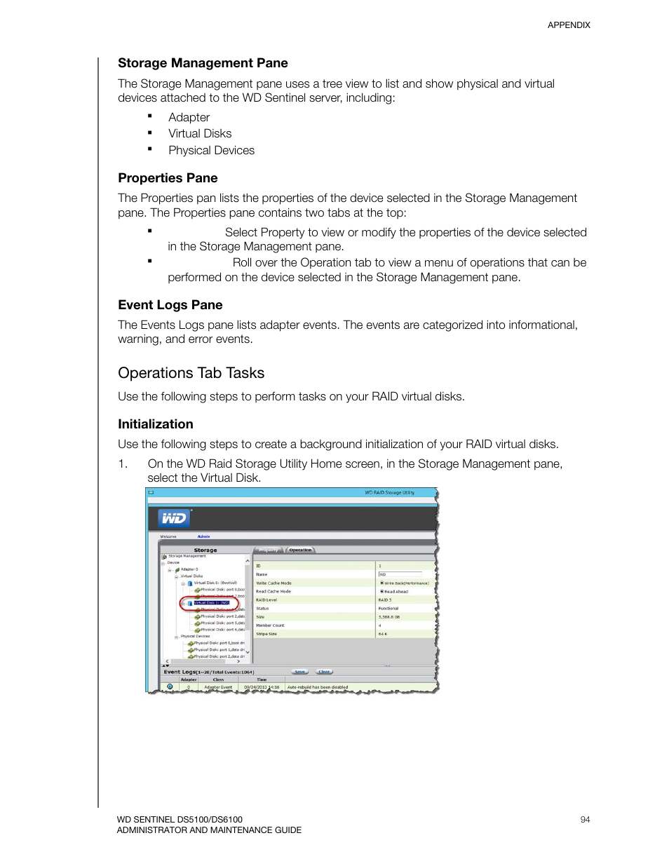 Operations tab tasks | Western Digital WD Sentinel DS6100 Administrator and Maintenance Guide User Manual | Page 100 / 111