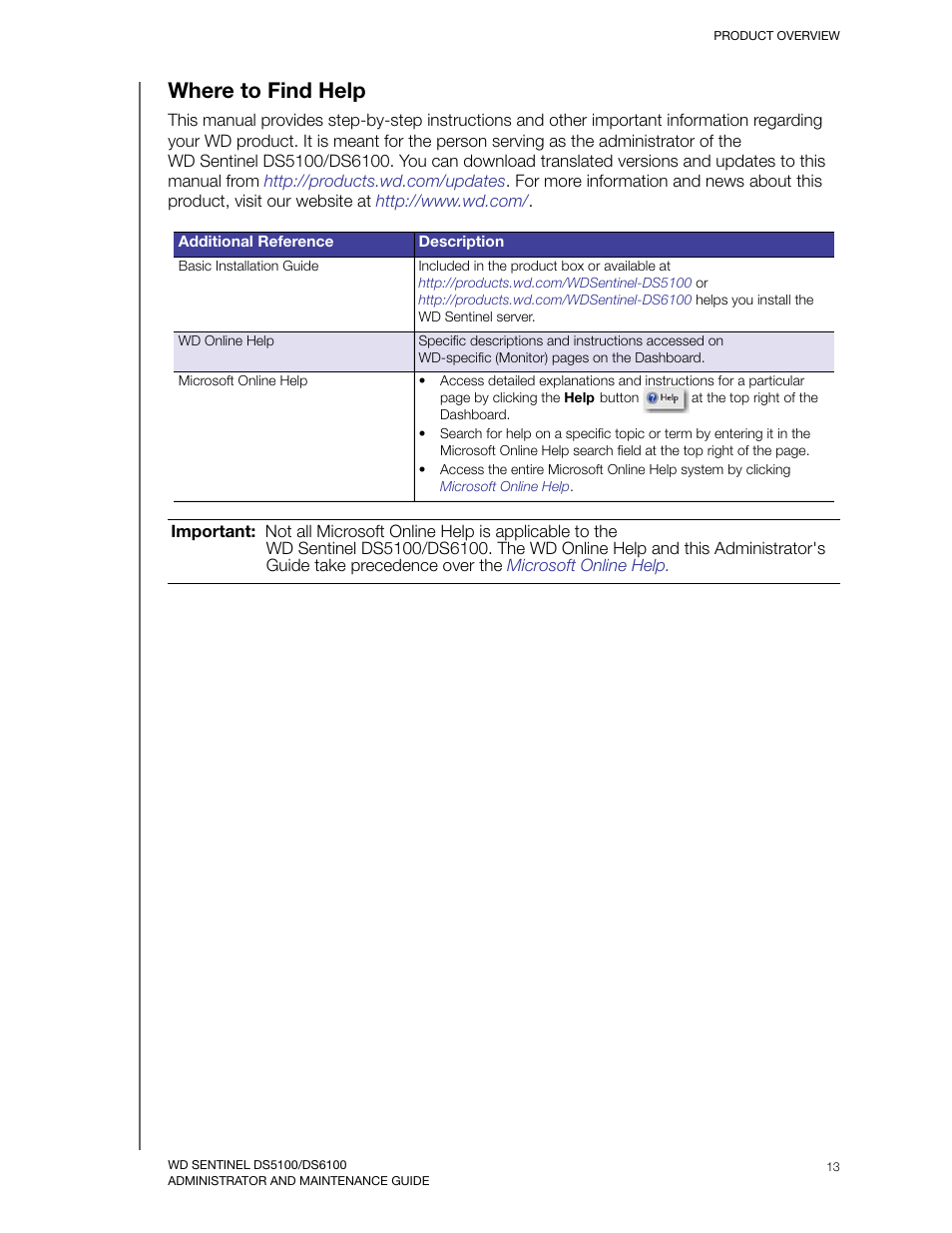 Where to find help | Western Digital WD Sentinel DS6100 Administrator and Maintenance Guide User Manual | Page 19 / 111