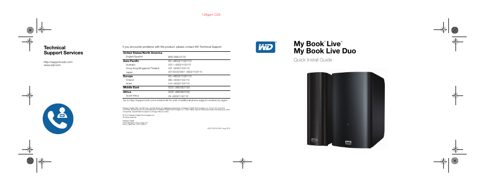 My book, Live, My book live duo | Technical support services, Quick install guide | Western Digital My Book Live Duo Quick Install Guide User Manual | Page 4 / 4