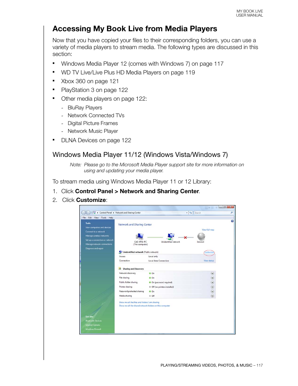 Accessing my book live from media players | Western Digital My Book Live User Manual User Manual | Page 122 / 146