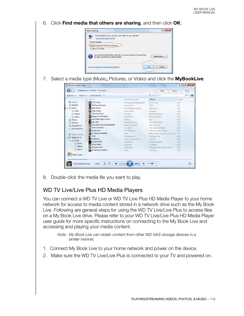 Wd tv live/live plus hd media players | Western Digital My Book Live User Manual User Manual | Page 124 / 146