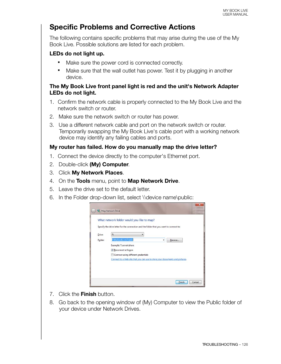 Specific problems and corrective actions | Western Digital My Book Live User Manual User Manual | Page 131 / 146