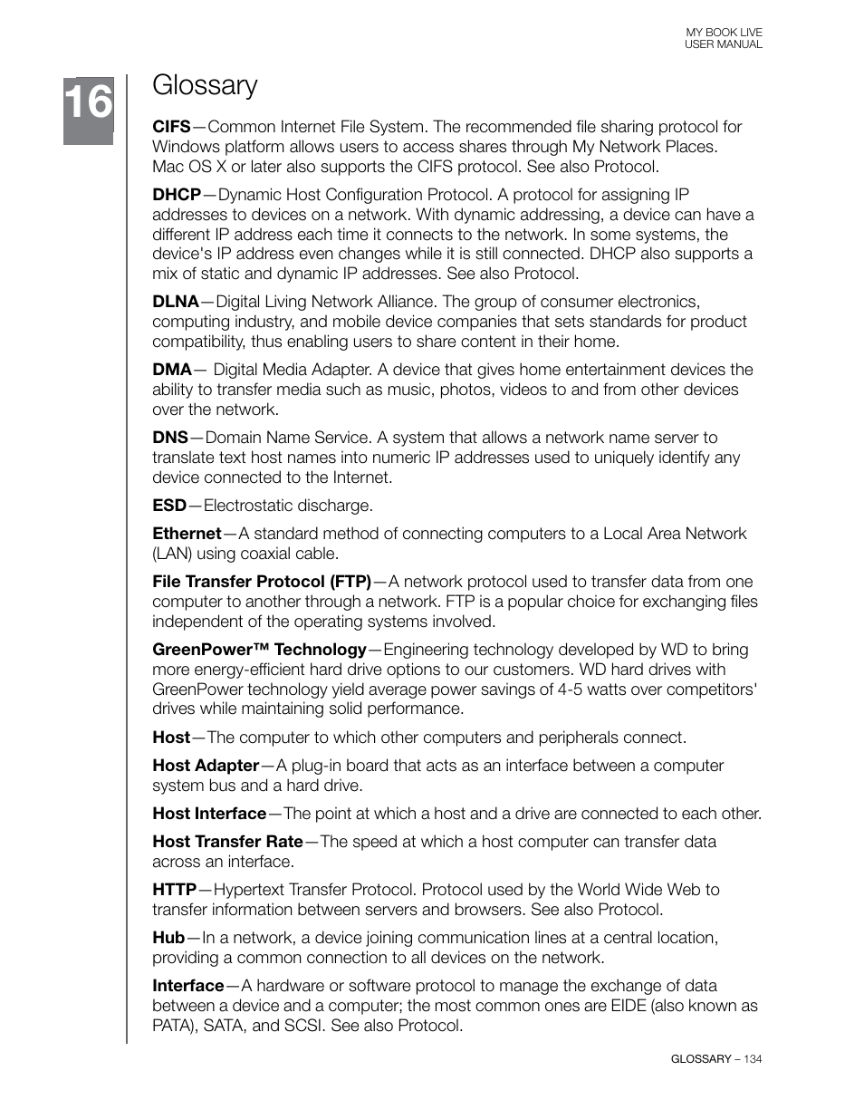 Glossary | Western Digital My Book Live User Manual User Manual | Page 139 / 146