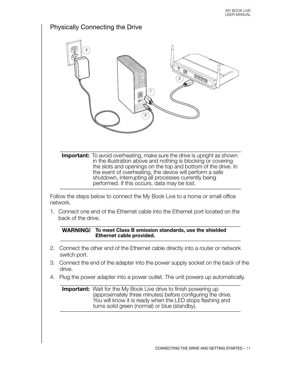 Physically connecting the drive | Western Digital My Book Live User Manual User Manual | Page 16 / 146
