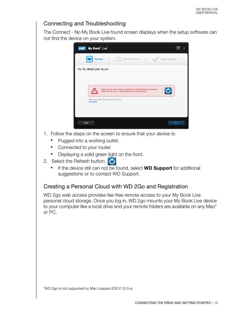 Connecting and troubleshooting | Western Digital My Book Live User Manual User Manual | Page 20 / 146