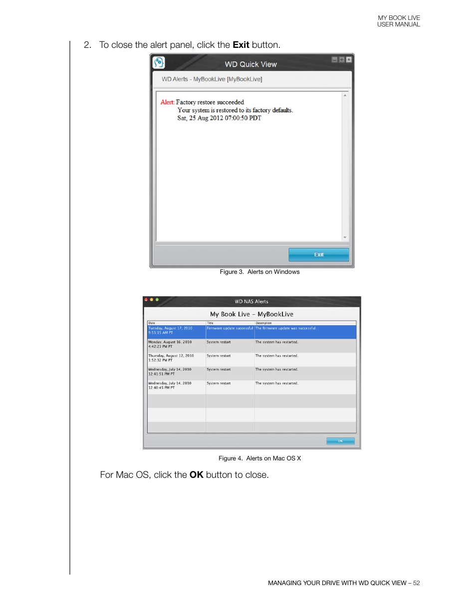 For mac os, click the ok button to close | Western Digital My Book Live User Manual User Manual | Page 57 / 146