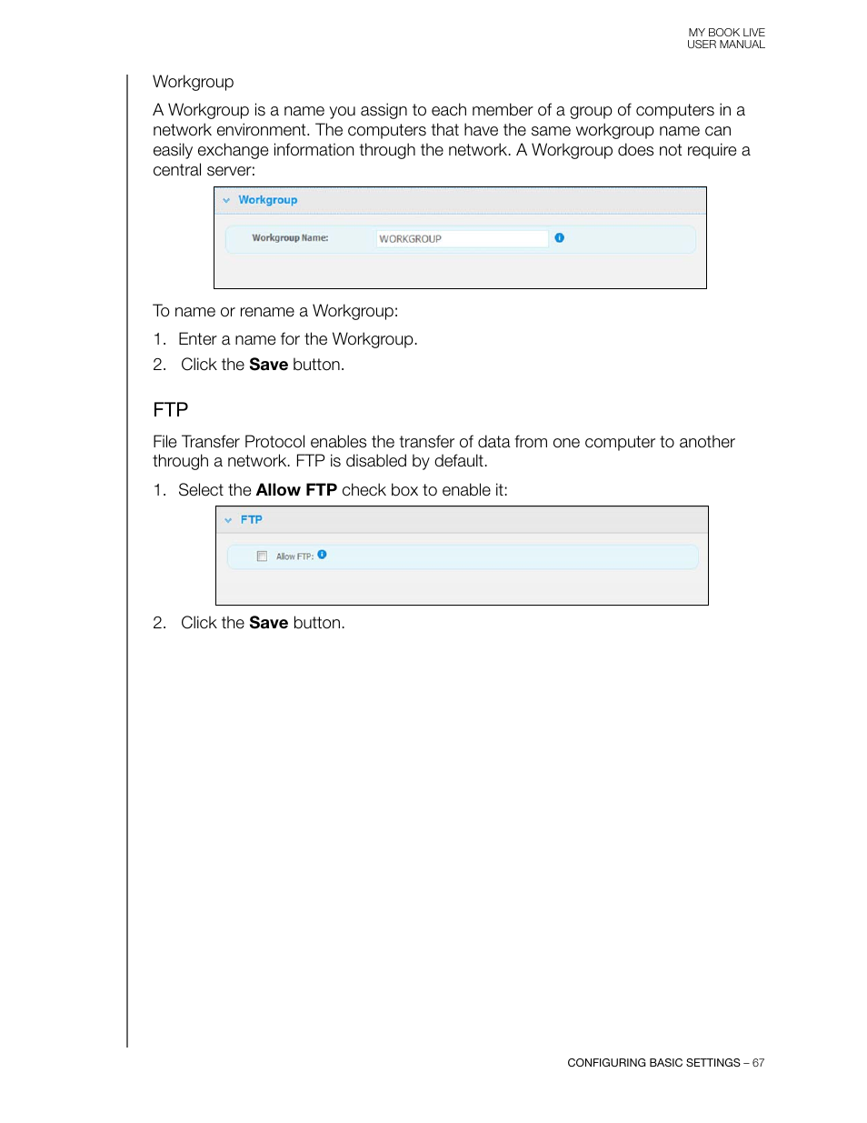 Workgroup | Western Digital My Book Live User Manual User Manual | Page 72 / 146