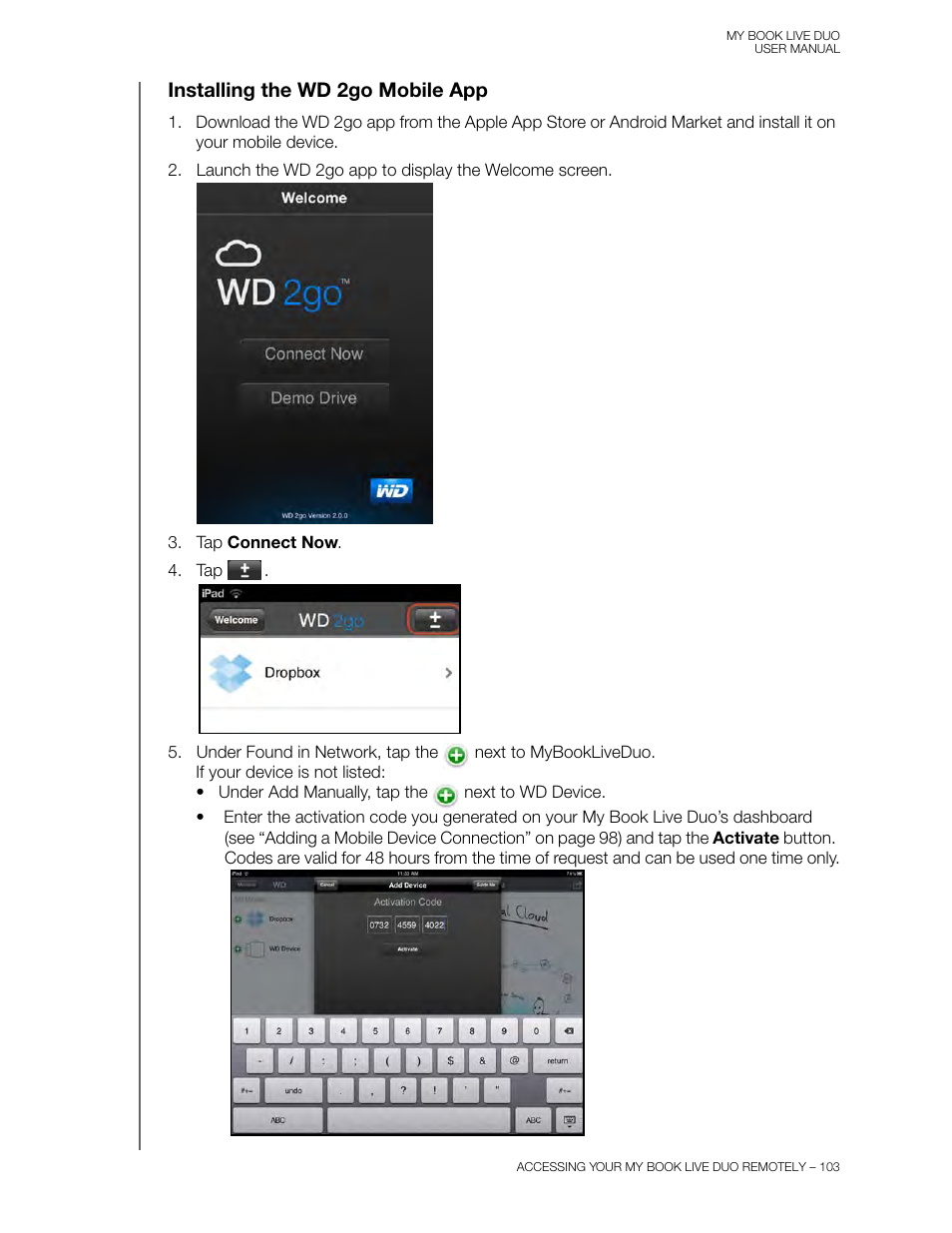 Installing the wd 2go mobile app | Western Digital My Book Live Duo User Manual User Manual | Page 109 / 146