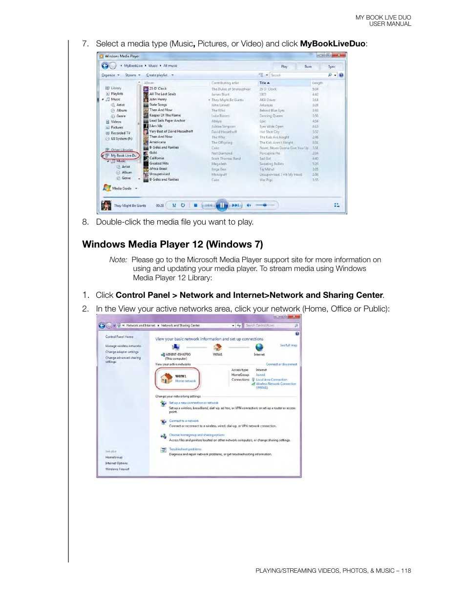 Windows media player 12 (windows 7) | Western Digital My Book Live Duo User Manual User Manual | Page 124 / 146