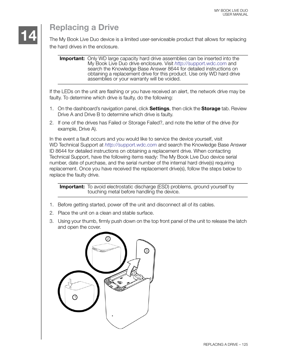 Replacing a drive | Western Digital My Book Live Duo User Manual User Manual | Page 131 / 146