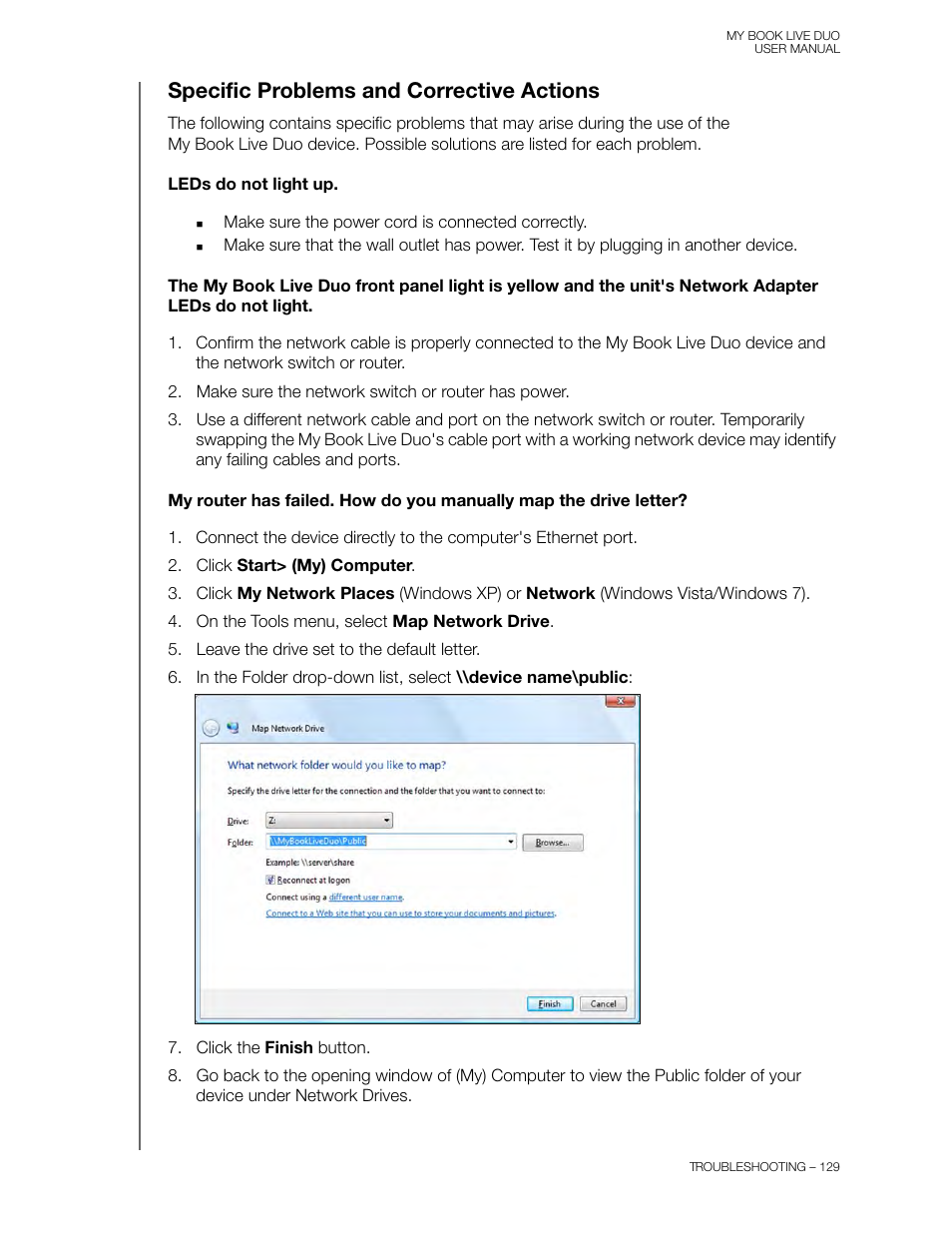 Specific problems and corrective actions | Western Digital My Book Live Duo User Manual User Manual | Page 135 / 146