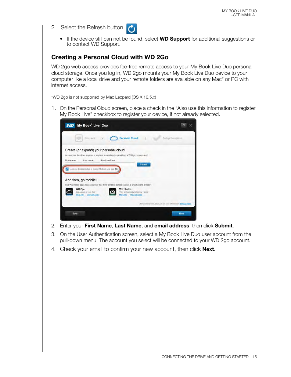 Creating a personal cloud with wd 2go, Creating a | Western Digital My Book Live Duo User Manual User Manual | Page 21 / 146