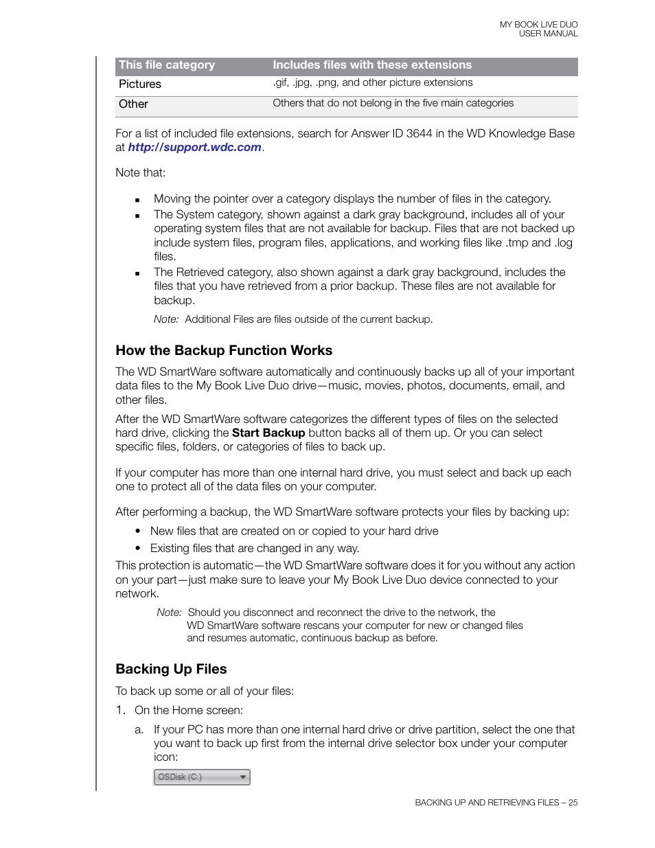 How the backup function works, Backing up files | Western Digital My Book Live Duo User Manual User Manual | Page 31 / 146