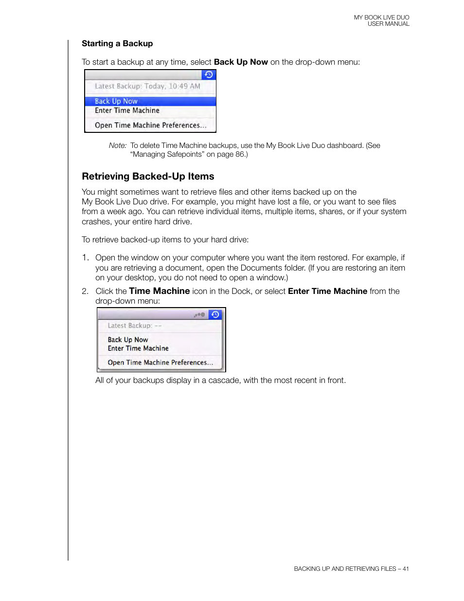 Retrieving backed-up items | Western Digital My Book Live Duo User Manual User Manual | Page 47 / 146