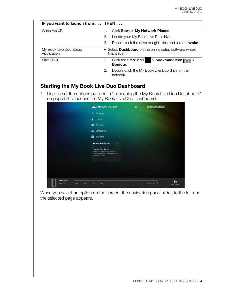 Starting the my book live duo dashboard | Western Digital My Book Live Duo User Manual User Manual | Page 60 / 146