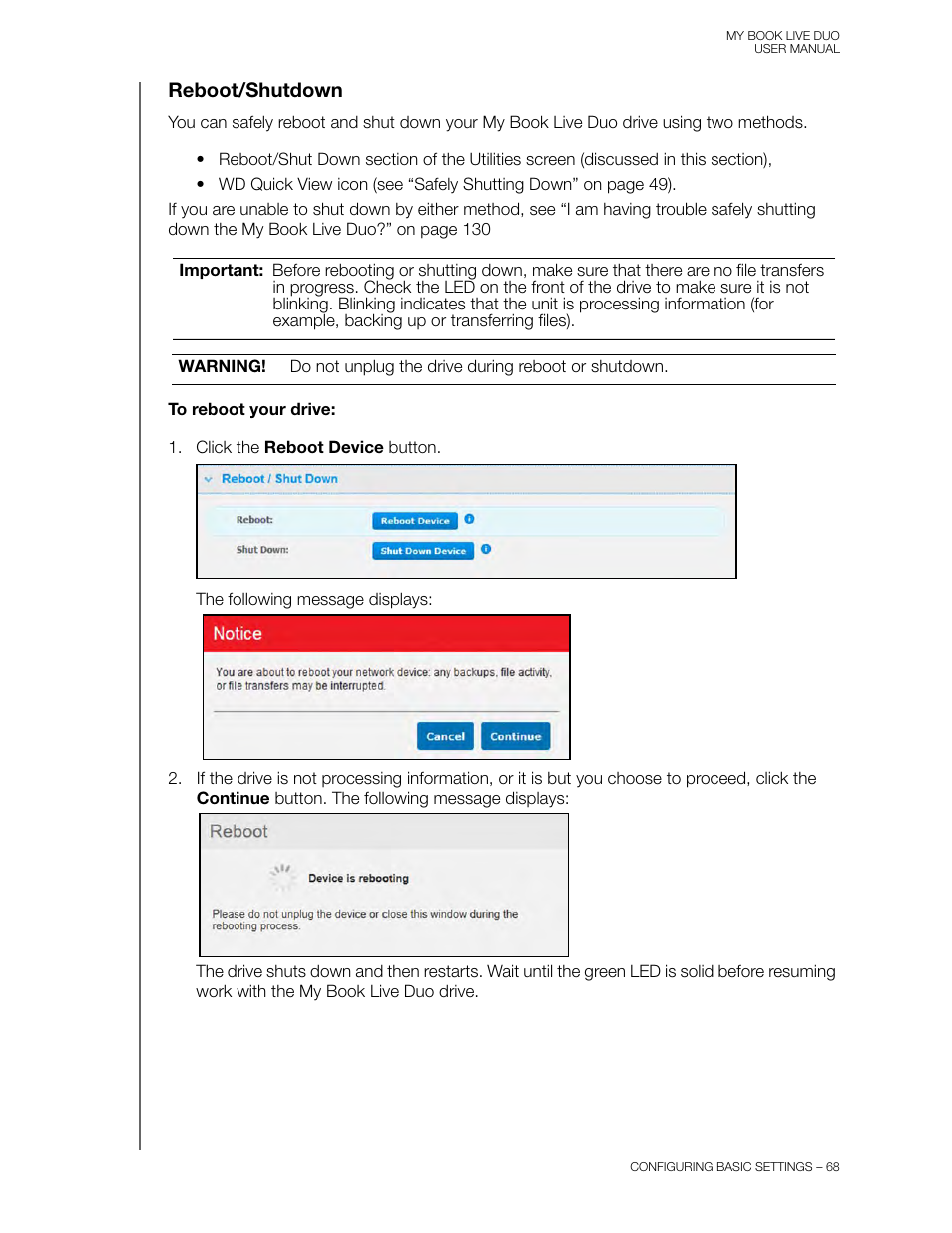 Reboot/shutdown | Western Digital My Book Live Duo User Manual User Manual | Page 74 / 146