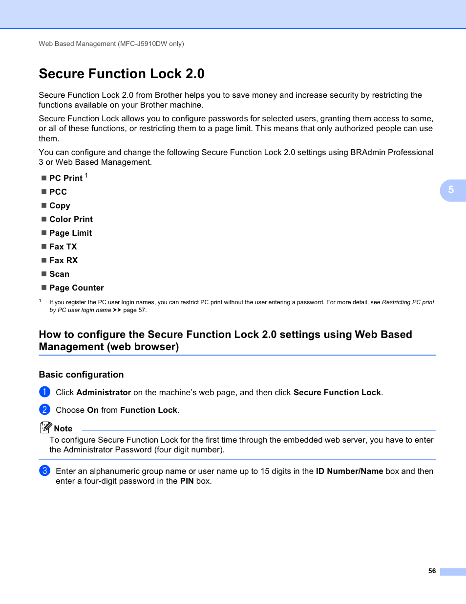 Secure function lock 2.0, Basic configuration, Web browser) | Brother DCP-J525W User Manual | Page 60 / 85