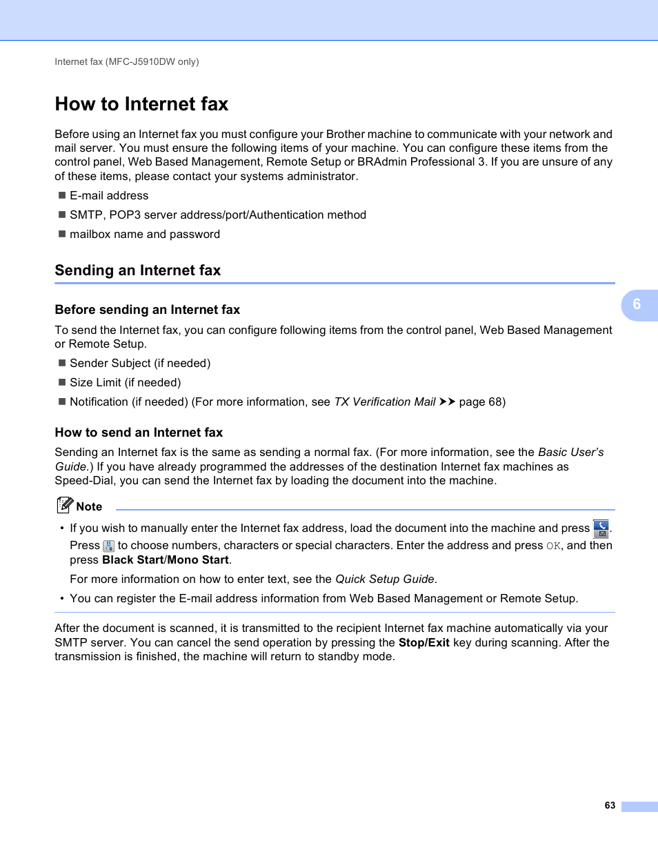 How to internet fax, Sending an internet fax, Before sending an internet fax | How to send an internet fax | Brother DCP-J525W User Manual | Page 67 / 85