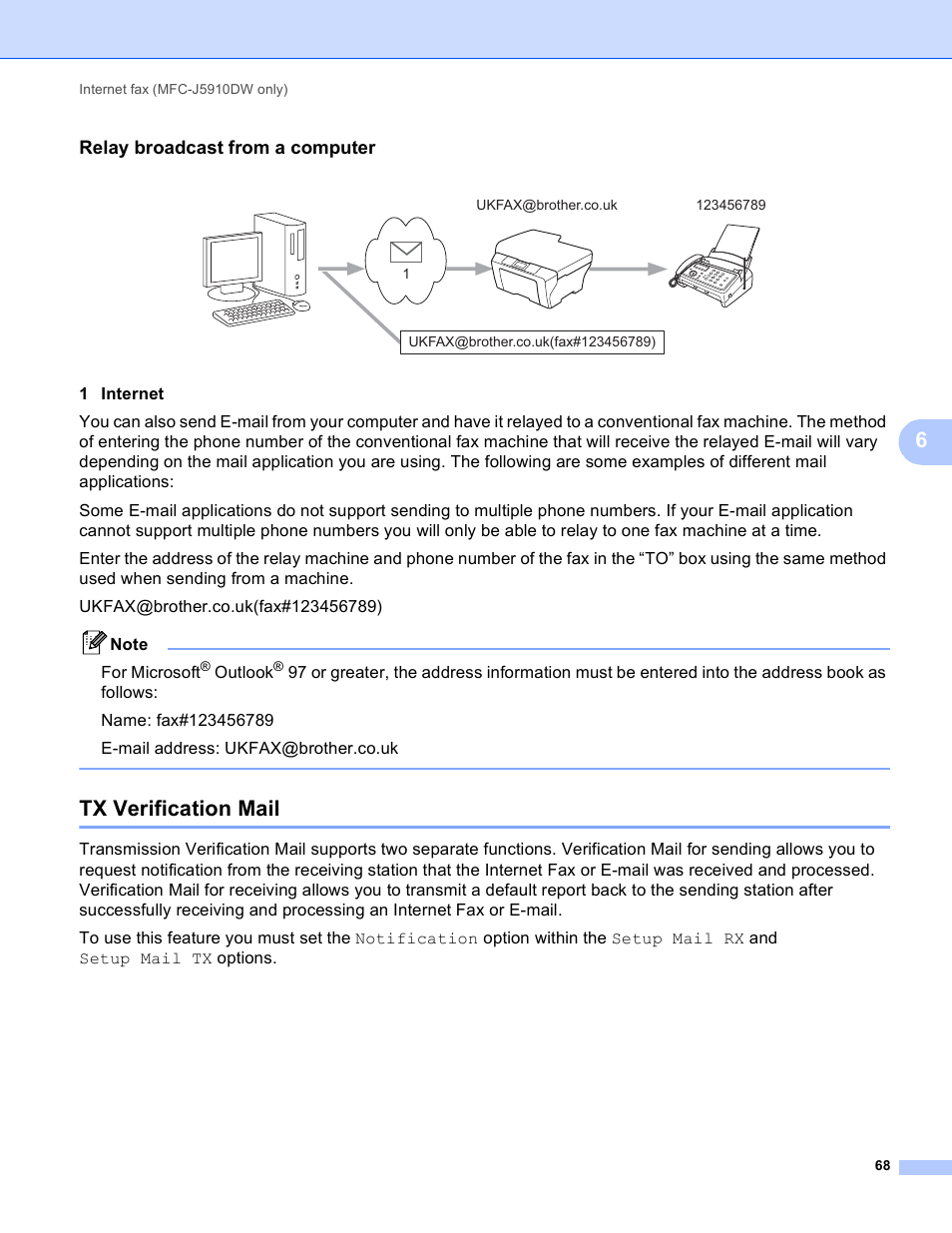 Relay broadcast from a computer, Tx verification mail | Brother DCP-J525W User Manual | Page 72 / 85