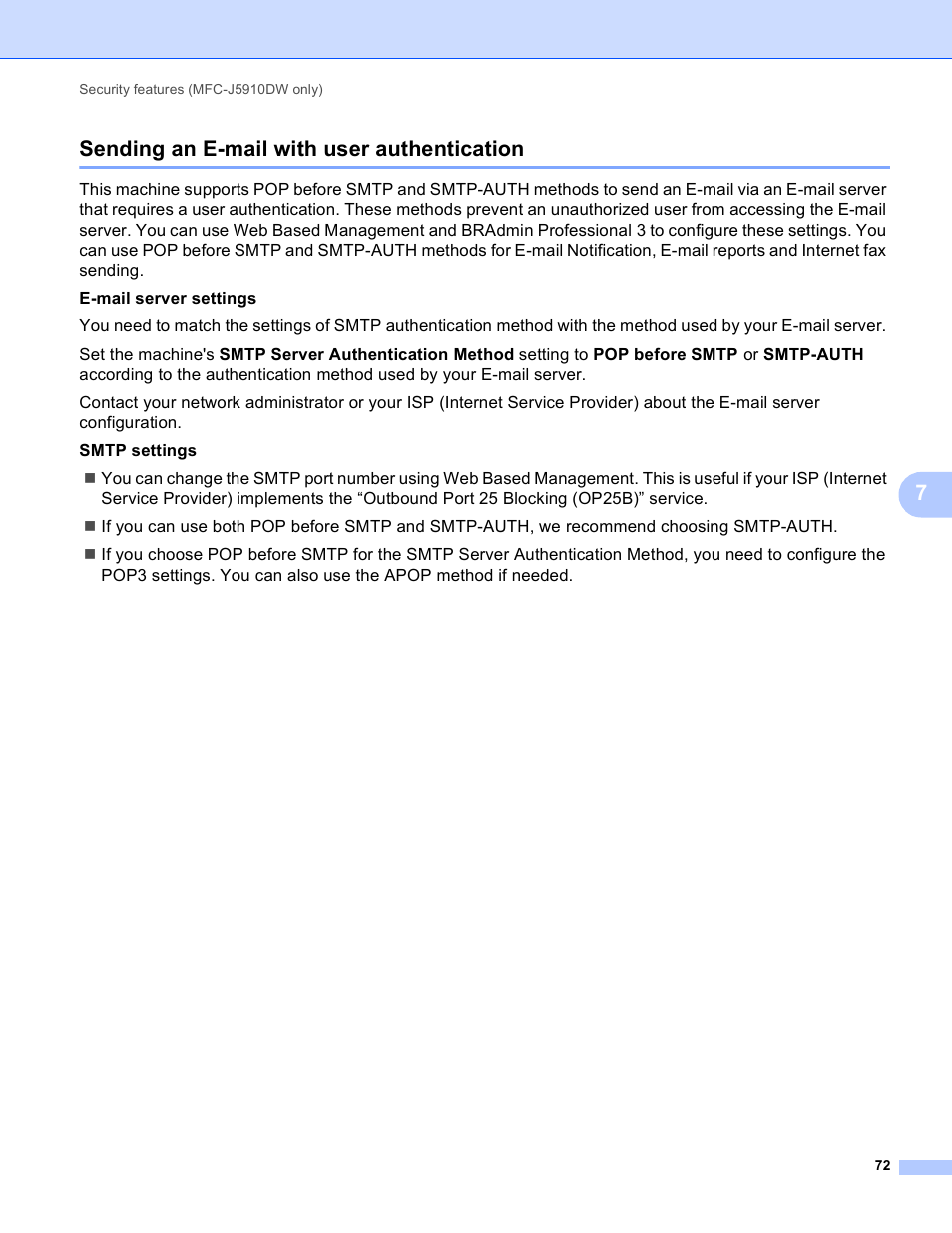 Sending an e-mail with user authentication, 7sending an e-mail with user authentication | Brother DCP-J525W User Manual | Page 76 / 85