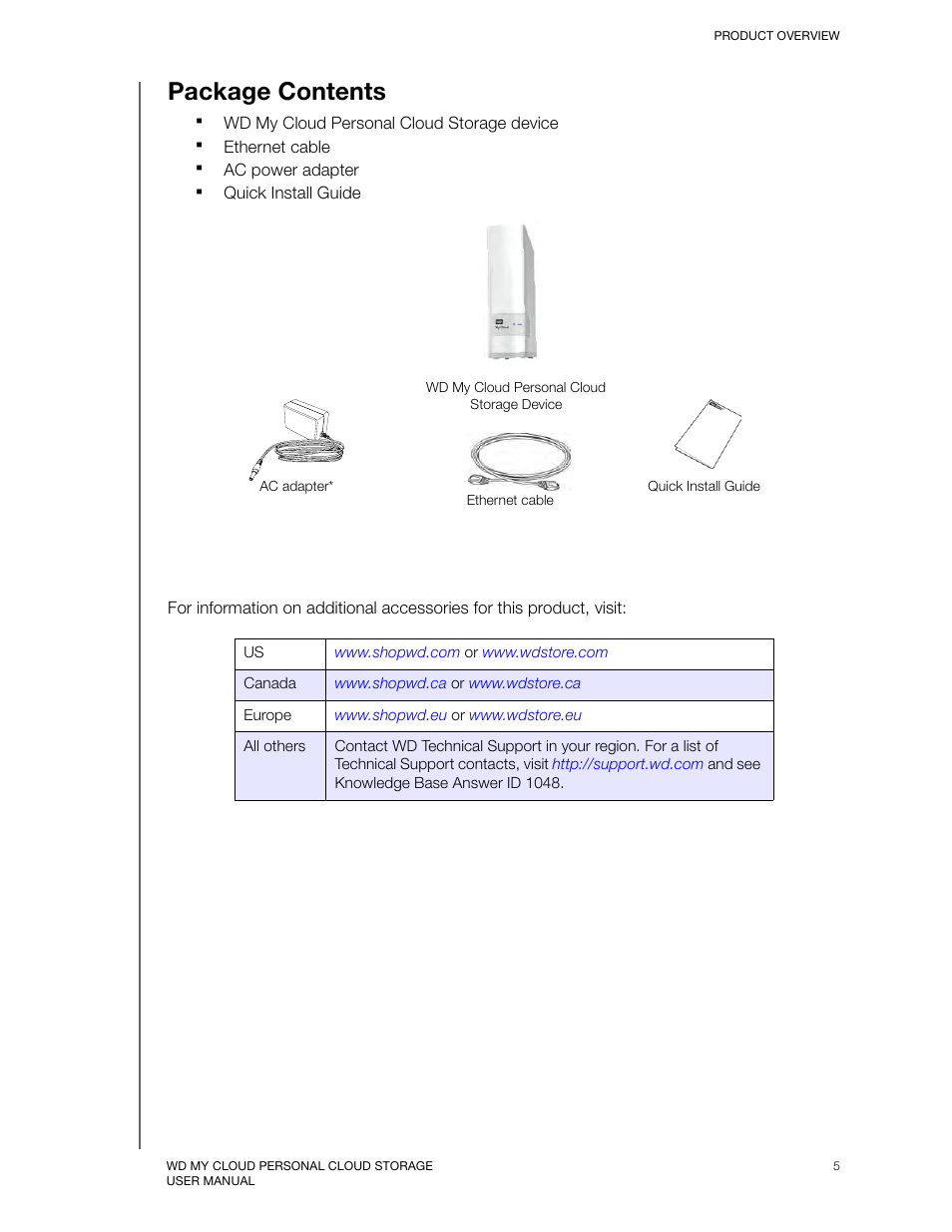 Package contents | Western Digital My Cloud User Manual User Manual | Page 10 / 126