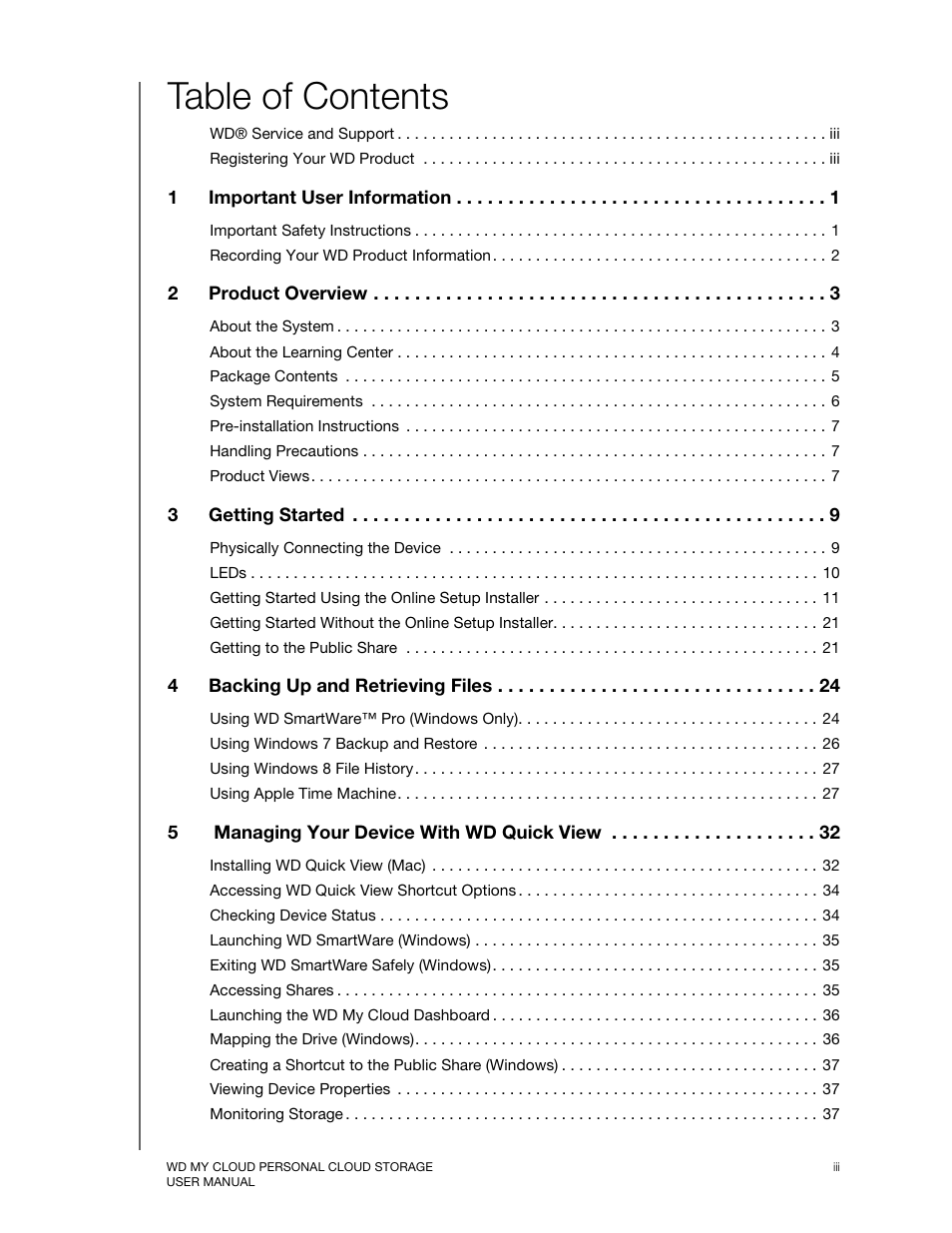 Western Digital My Cloud User Manual User Manual | Page 3 / 126