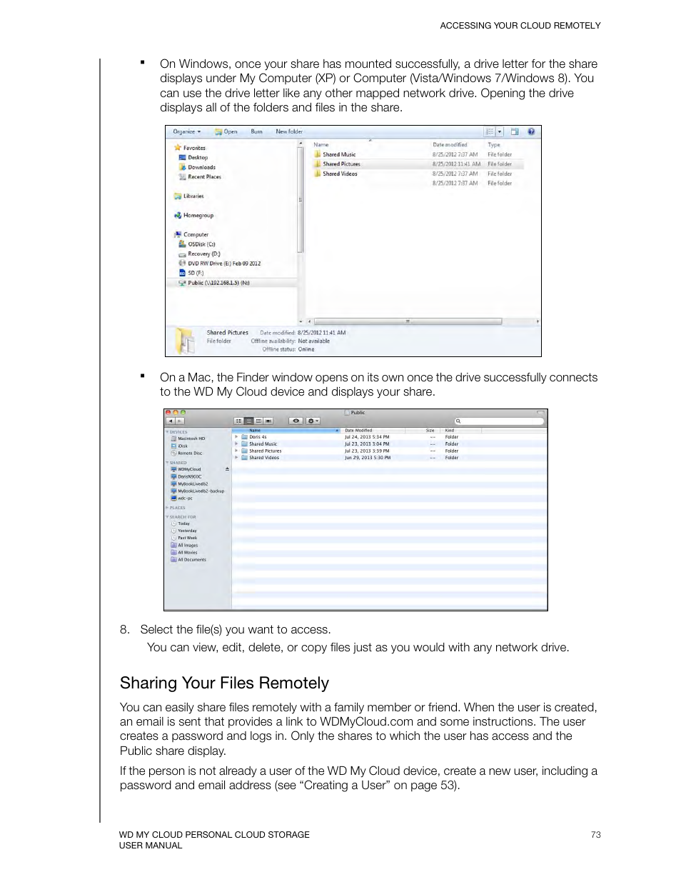 Sharing your files remotely | Western Digital My Cloud User Manual User Manual | Page 78 / 126
