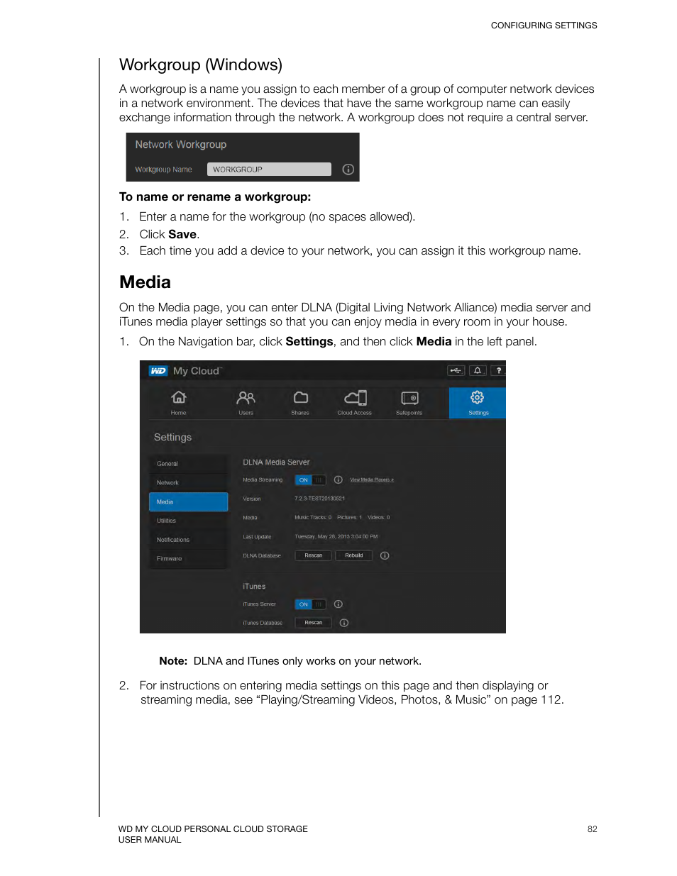 Workgroup (windows), Media | Western Digital My Cloud User Manual User Manual | Page 87 / 126