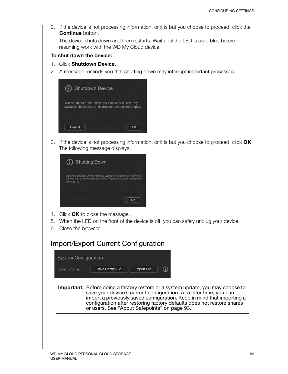 Import/export current configuration | Western Digital My Cloud User Manual User Manual | Page 91 / 126