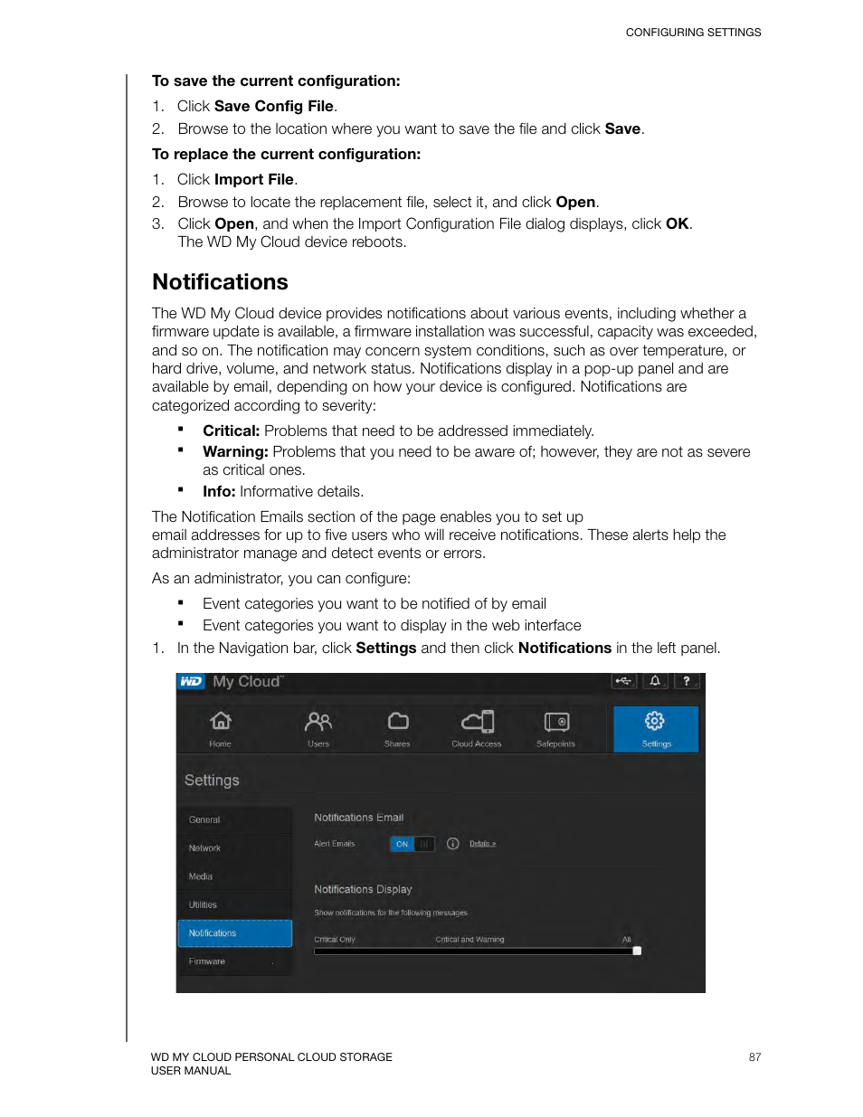 Notifications | Western Digital My Cloud User Manual User Manual | Page 92 / 126