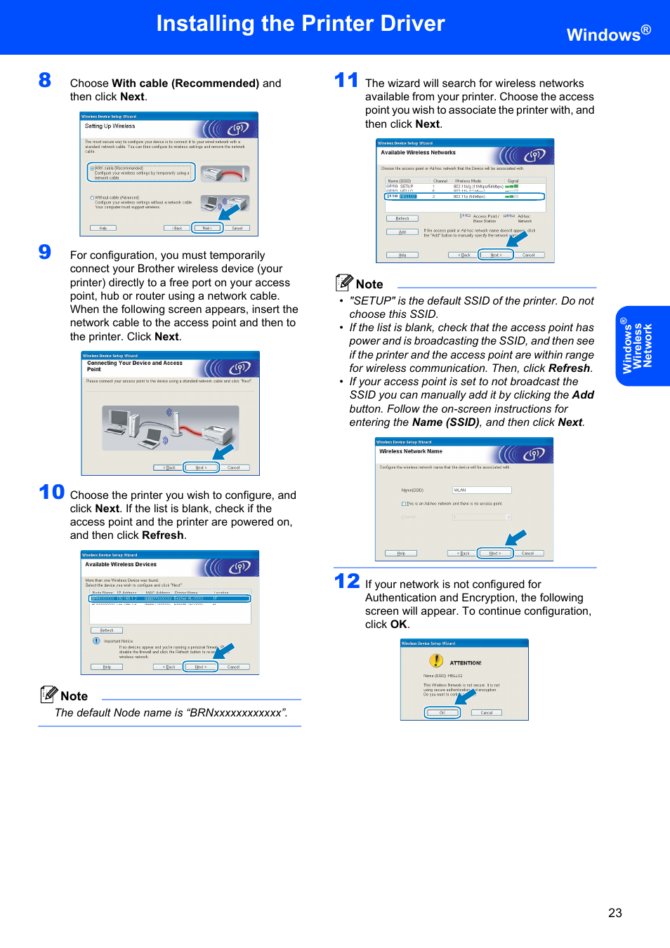 Installing the printer driver, Windows | Brother HL-2170W User Manual | Page 25 / 52